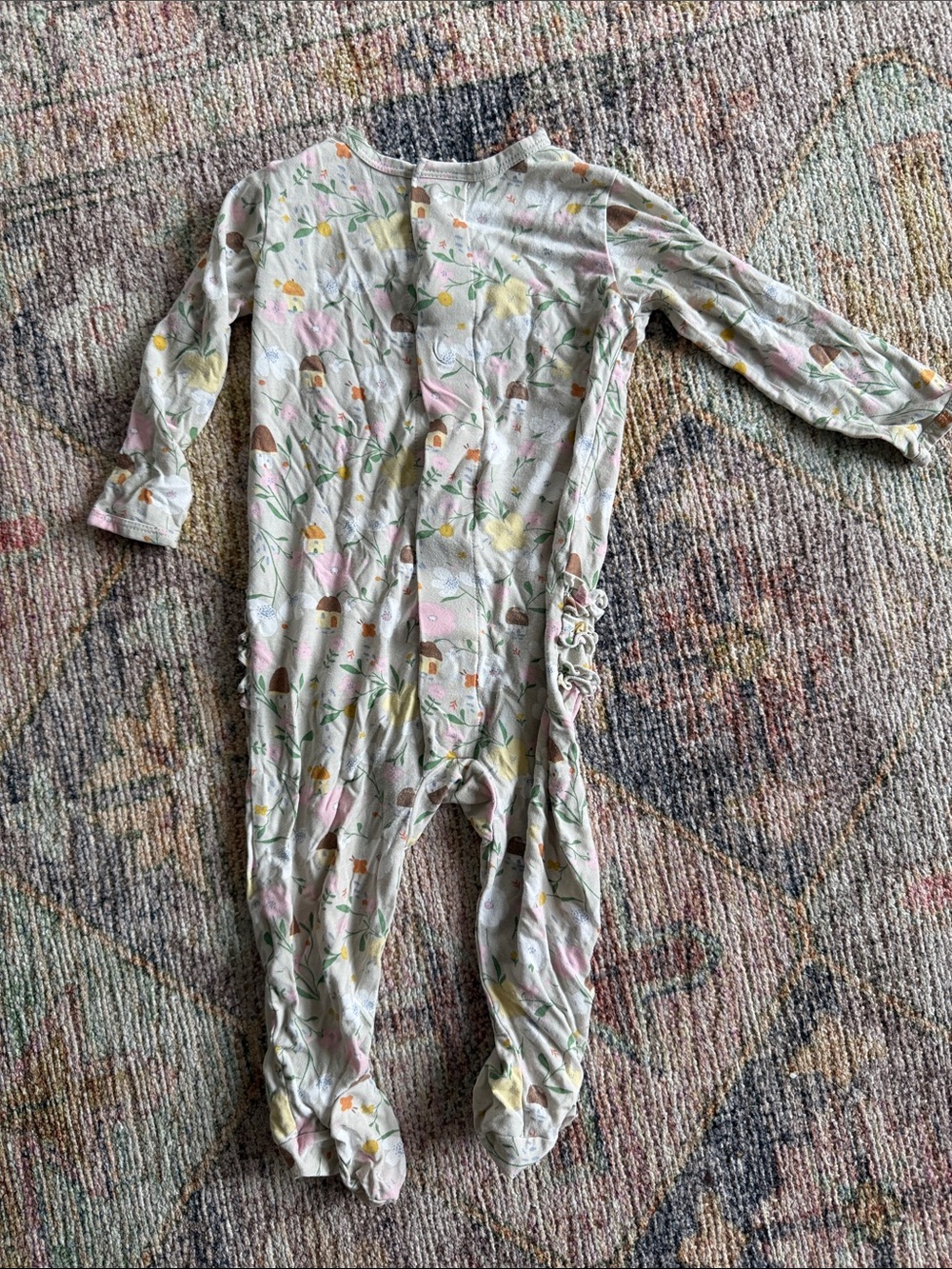 Magnetic Me Floral Footed One-Piece Pajamas - Pink, Yellow & Green